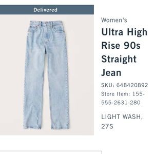 A&F Vintage Stretch Denim Ultra High Rise 90s Straight Jean